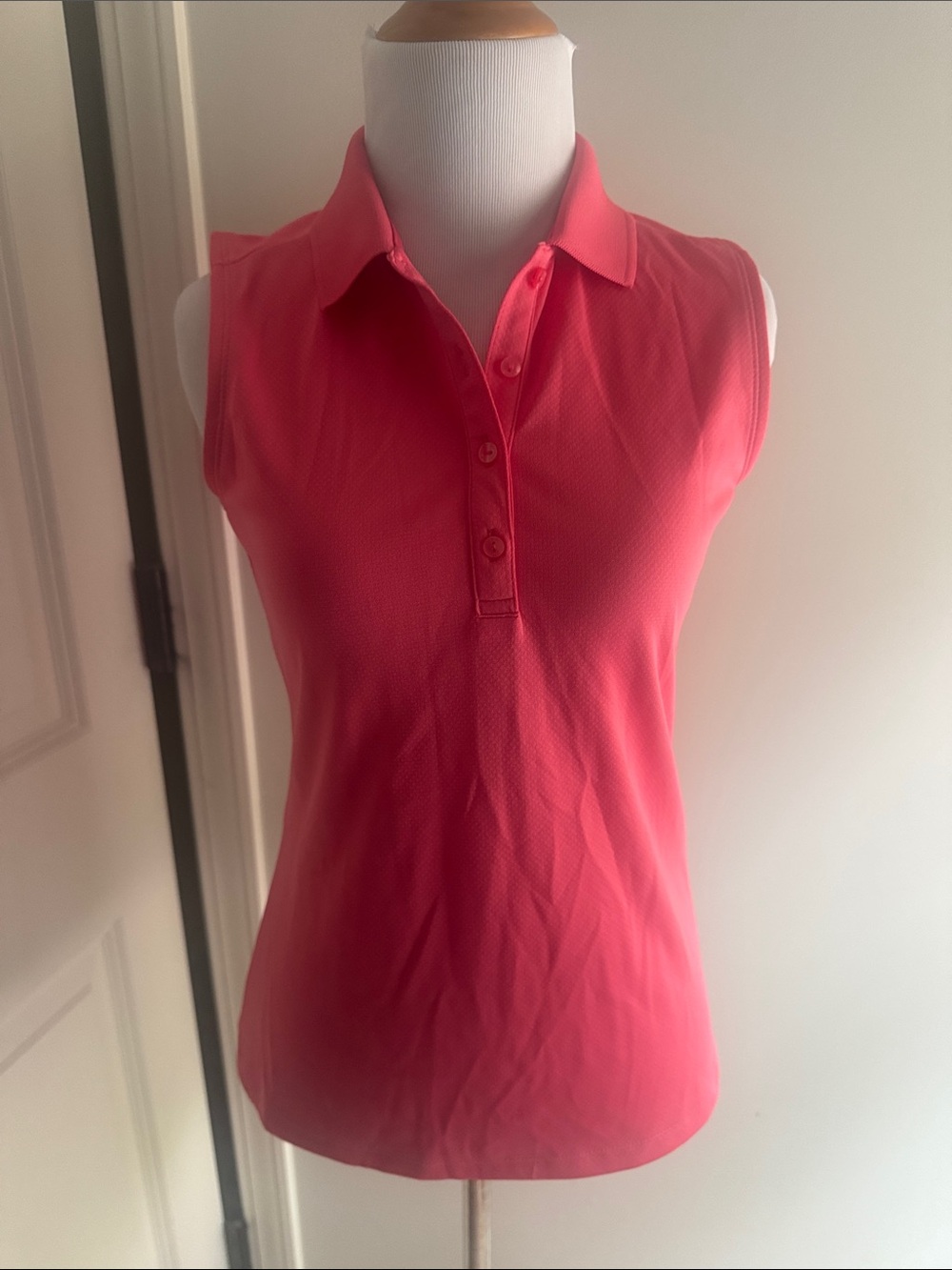 Callaway Women’s Sleeveless Polo Top in Coral Pink, sz XS